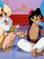 Aladdin, Genie and the Sultan in a wild homosexual orgy